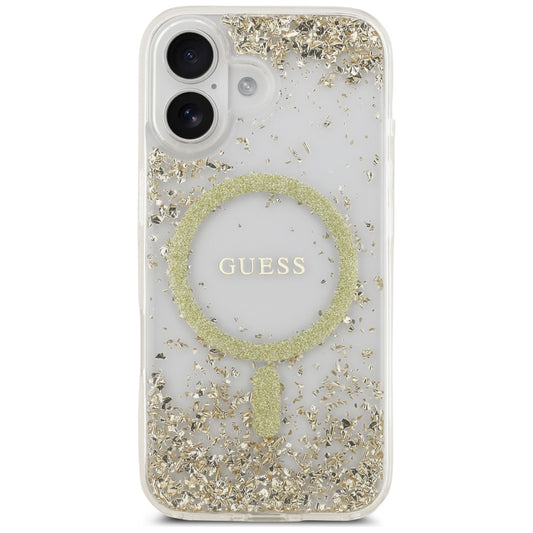 MagSafe Hülle für Apple iPhone 17, Guess, Resin Bottom Glitter, Gold