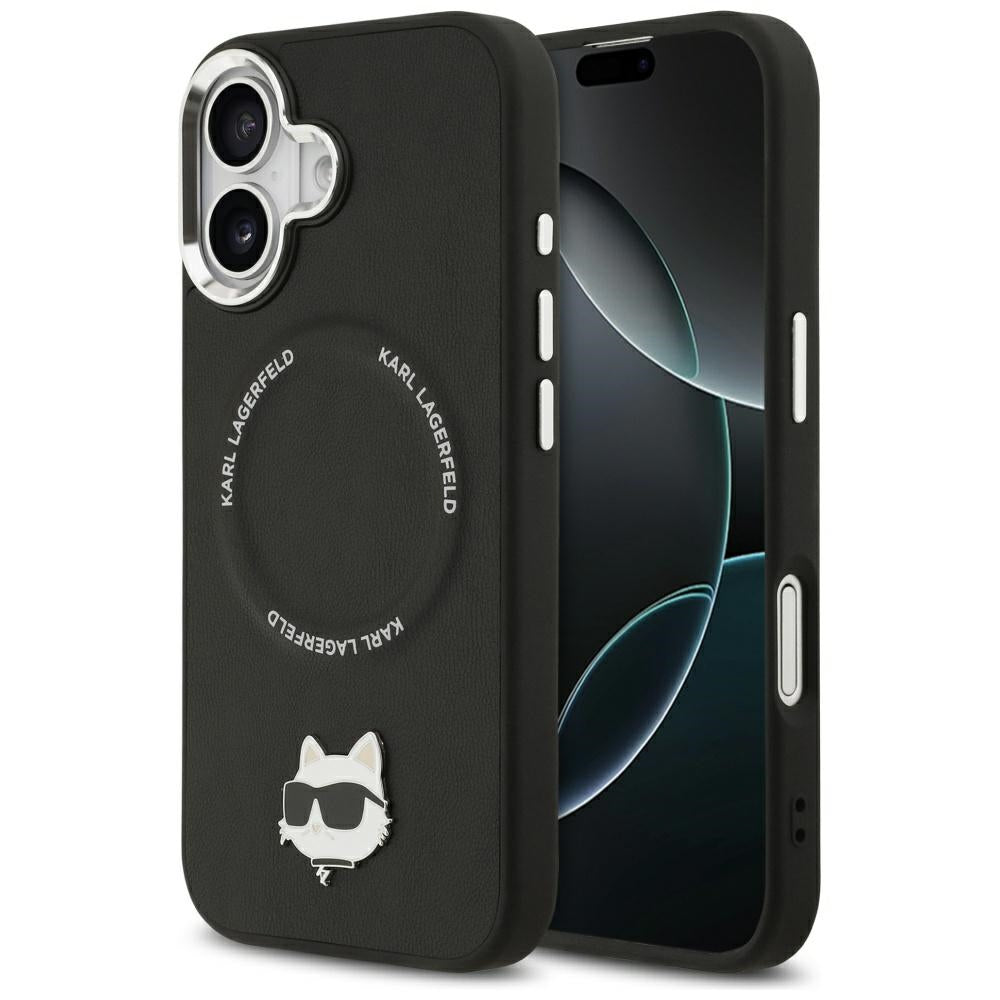 MagSafe Hülle für Apple iPhone 17, Karl Lagerfeld, Choupette Pin, Schwarz