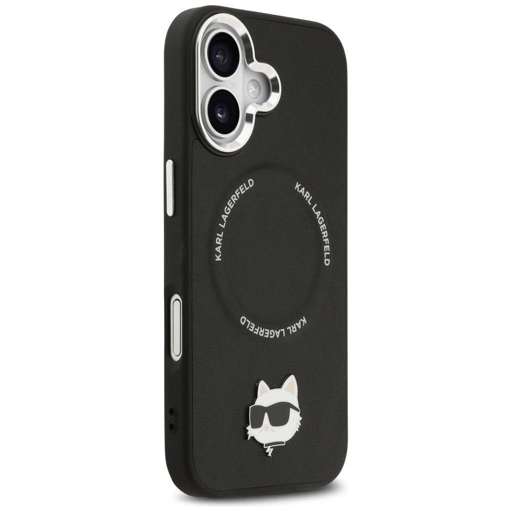 MagSafe Hülle für Apple iPhone 17, Karl Lagerfeld, Choupette Pin, Schwarz
