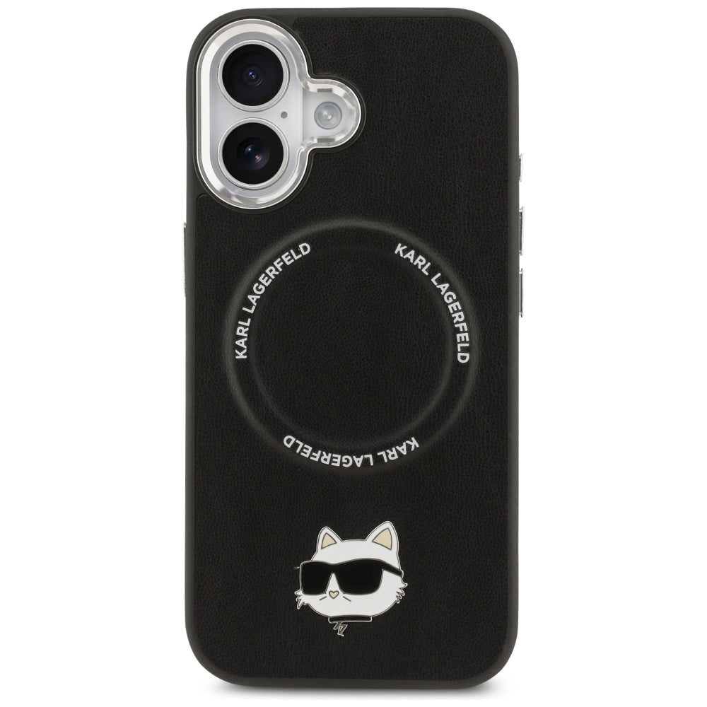 MagSafe Hülle für Apple iPhone 17, Karl Lagerfeld, Choupette Pin, Schwarz