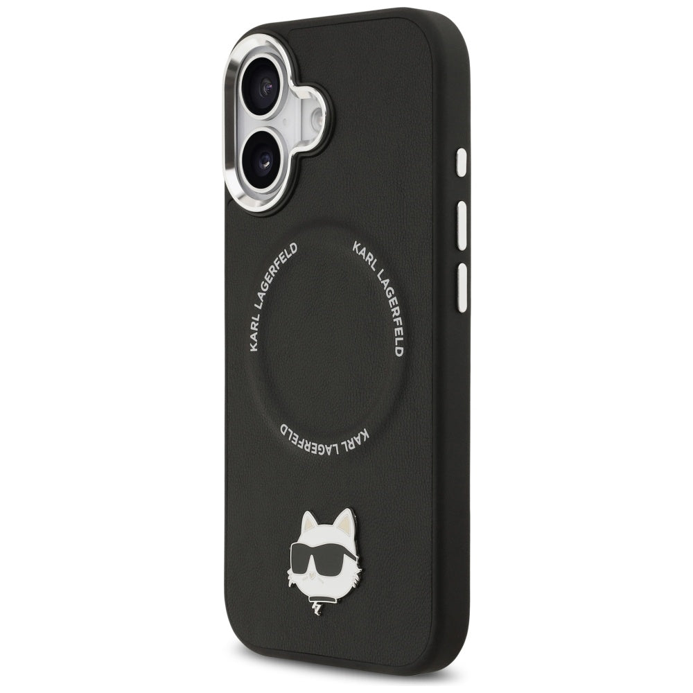 MagSafe Hülle für Apple iPhone 17, Karl Lagerfeld, Choupette Pin, Schwarz