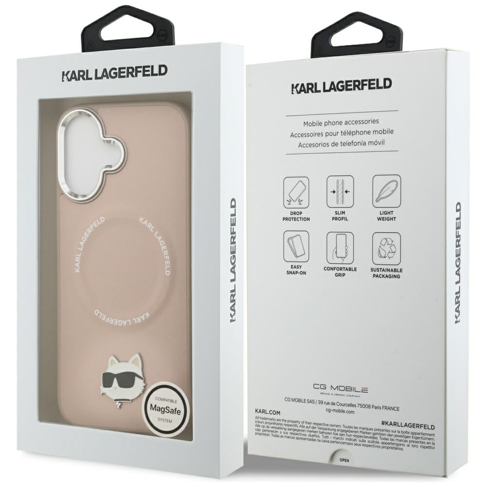 MagSafe Hülle für Apple iPhone 17, Karl Lagerfeld, Choupette Pin, Rosa