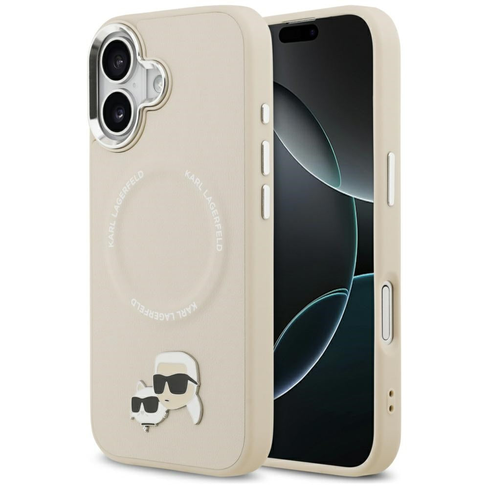 MagSafe Hülle für Apple iPhone 17, Karl Lagerfeld, Karl & Choupette Pins, Beige