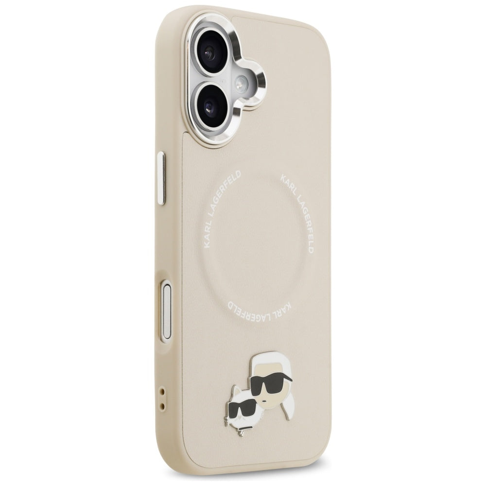 MagSafe Hülle für Apple iPhone 17, Karl Lagerfeld, Karl & Choupette Pins, Beige