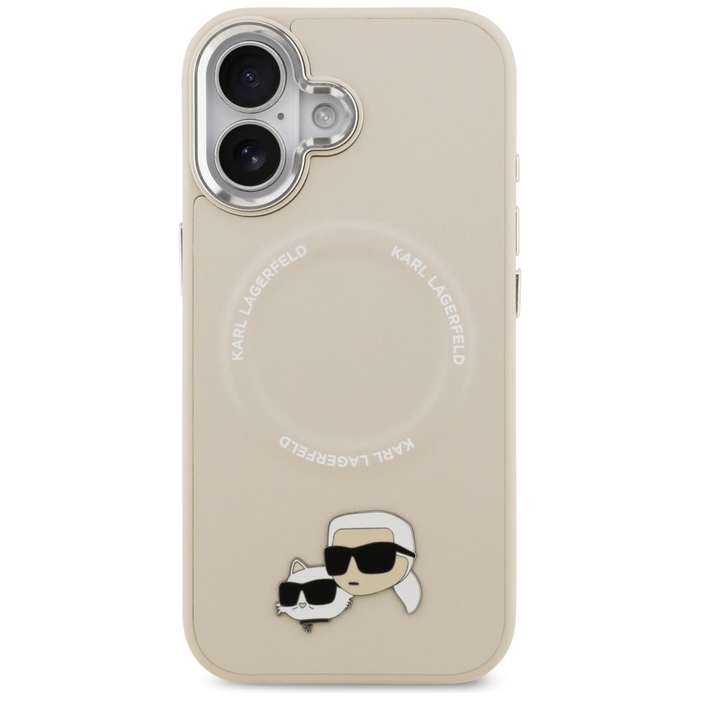 MagSafe Hülle für Apple iPhone 17, Karl Lagerfeld, Karl & Choupette Pins, Beige