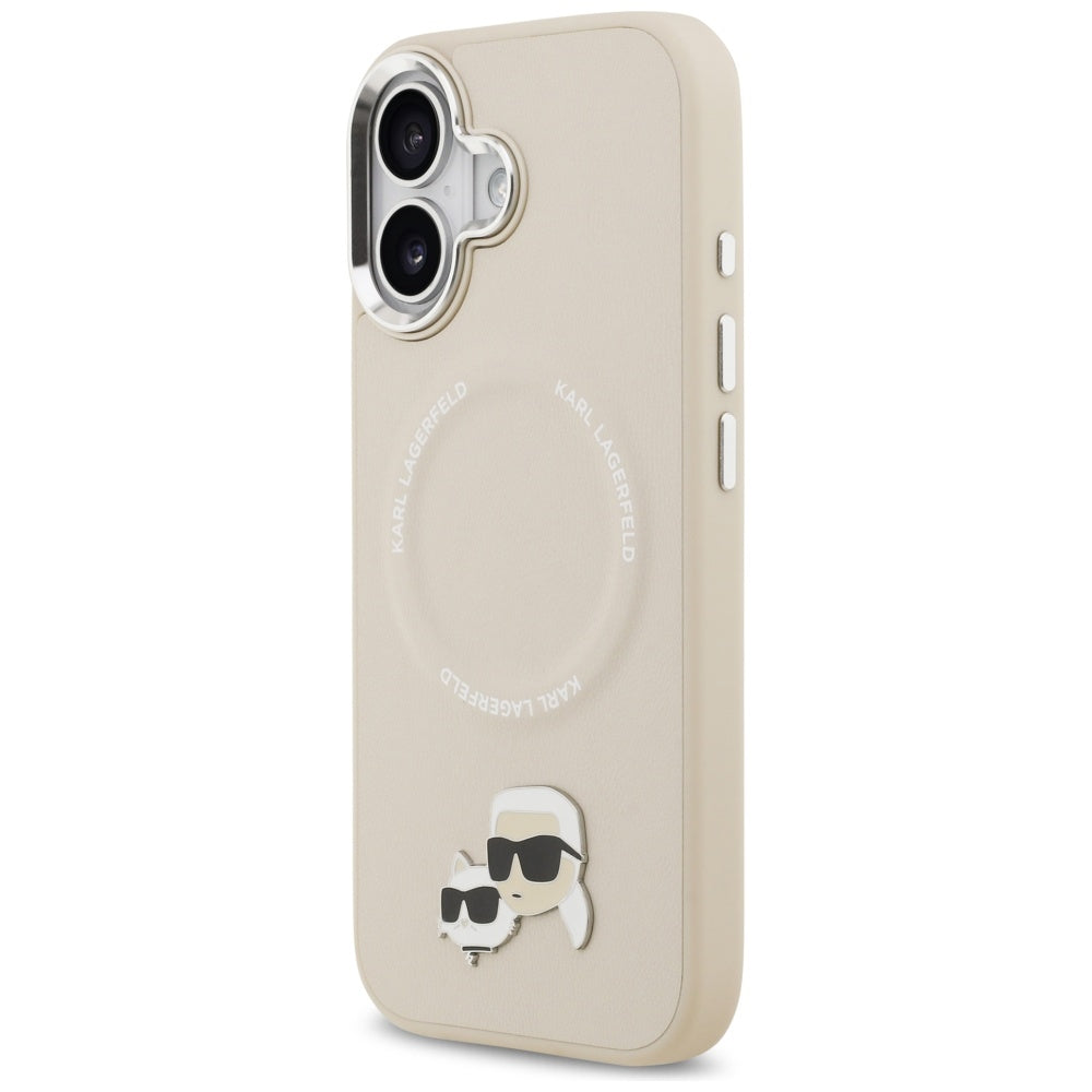 MagSafe Hülle für Apple iPhone 17, Karl Lagerfeld, Karl & Choupette Pins, Beige