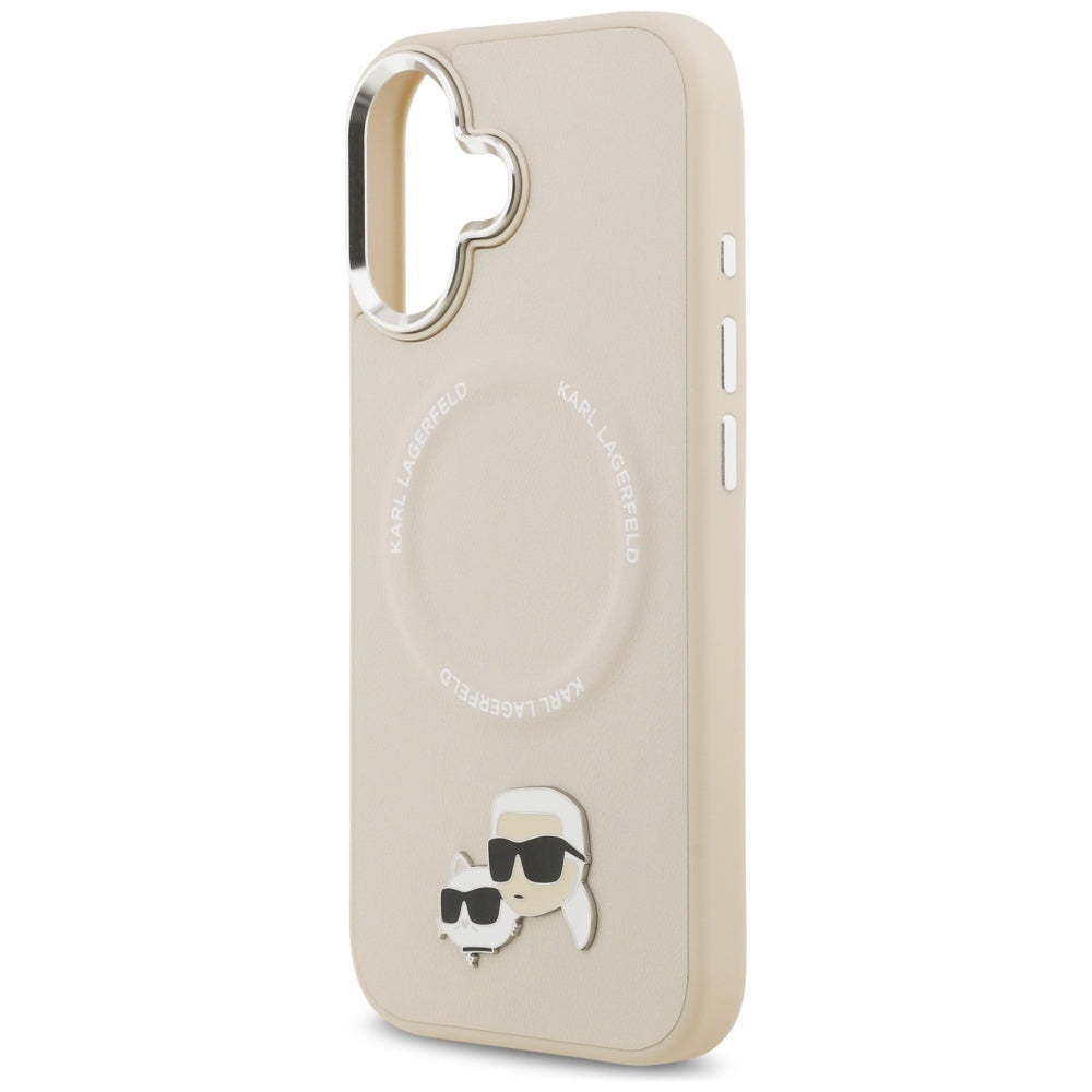 MagSafe Hülle für Apple iPhone 17, Karl Lagerfeld, Karl & Choupette Pins, Beige