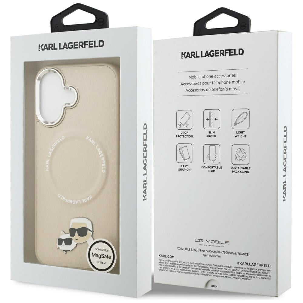 MagSafe Hülle für Apple iPhone 17, Karl Lagerfeld, Karl & Choupette Pins, Beige