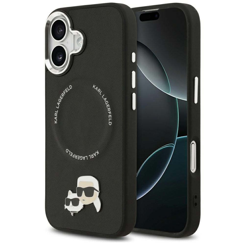 MagSafe Hülle für Apple iPhone 17, Karl Lagerfeld, Karl & Choupette Pins, Schwarz
