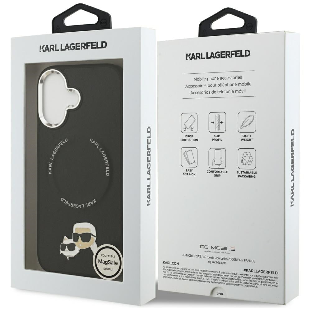 MagSafe Hülle für Apple iPhone 17, Karl Lagerfeld, Karl & Choupette Pins, Schwarz