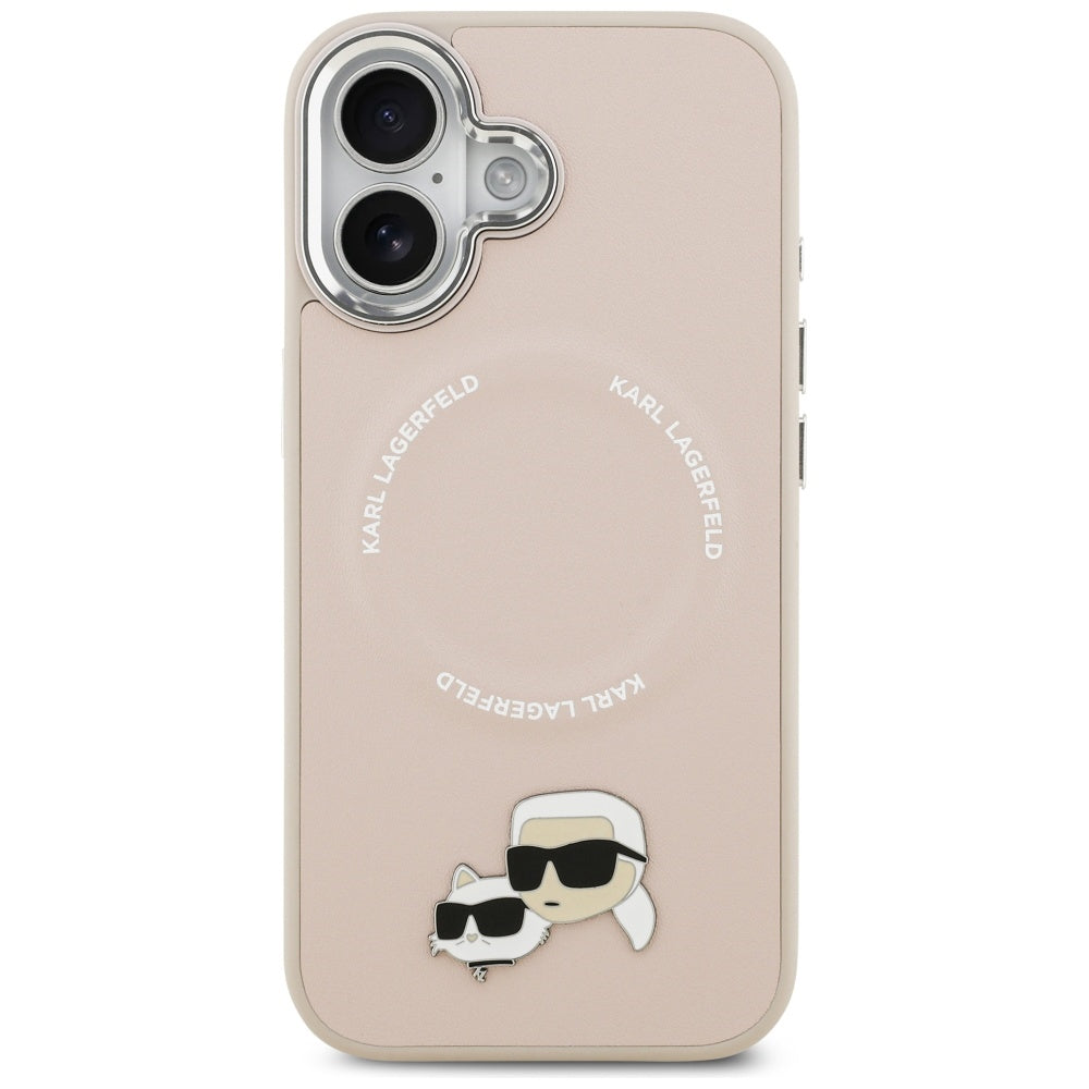 MagSafe Hülle für Apple iPhone 17, Karl Lagerfeld, Karl & Choupette Pins, Rosa