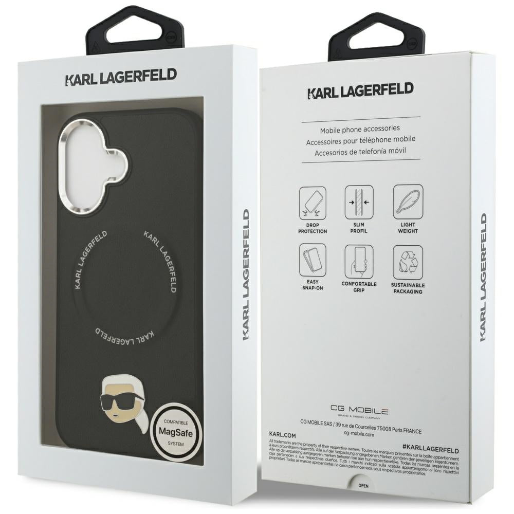 MagSafe Hülle für Apple iPhone 17, Karl Lagerfeld, Karl Pin, Schwarz