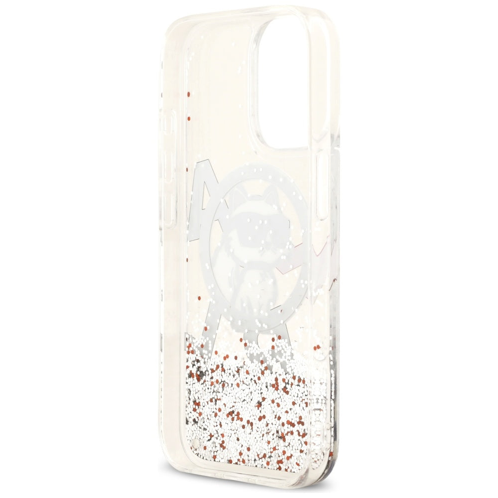 MagSafe Hülle für Apple iPhone 17, Karl Lagerfeld, Liquid Glitter Choupette Logo, Transparent
