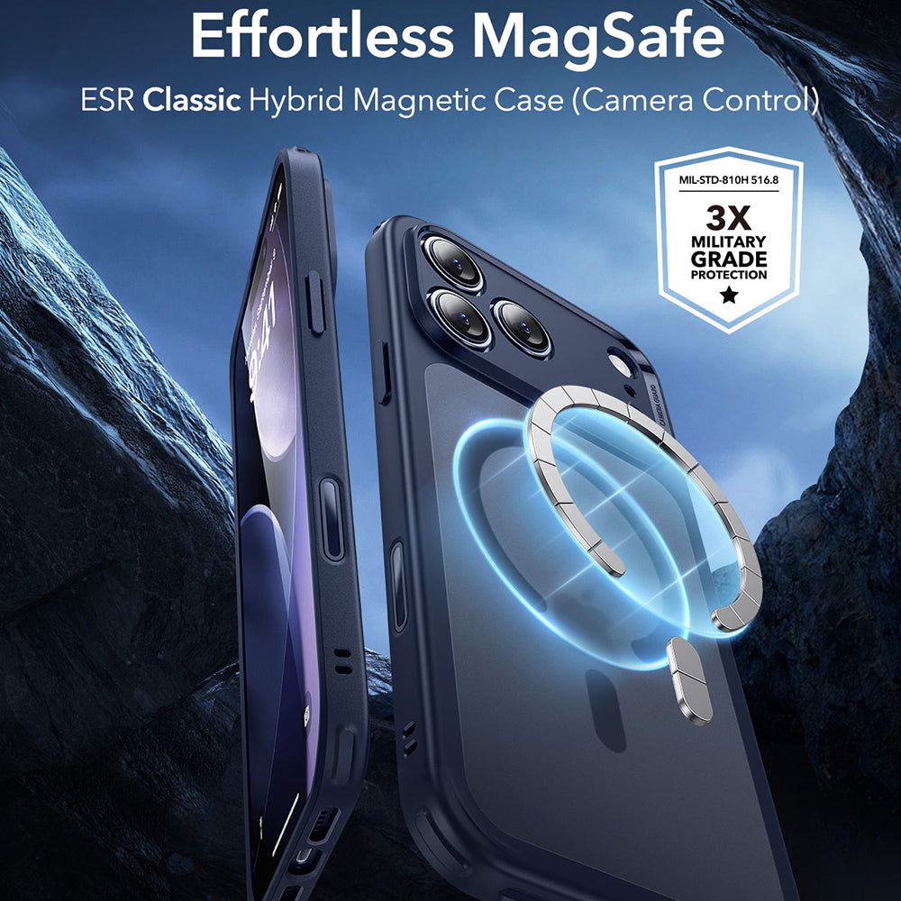MagSafe Hülle für Apple iPhone 17 Pro, ESR, Classic Hybrid, Satin Blau