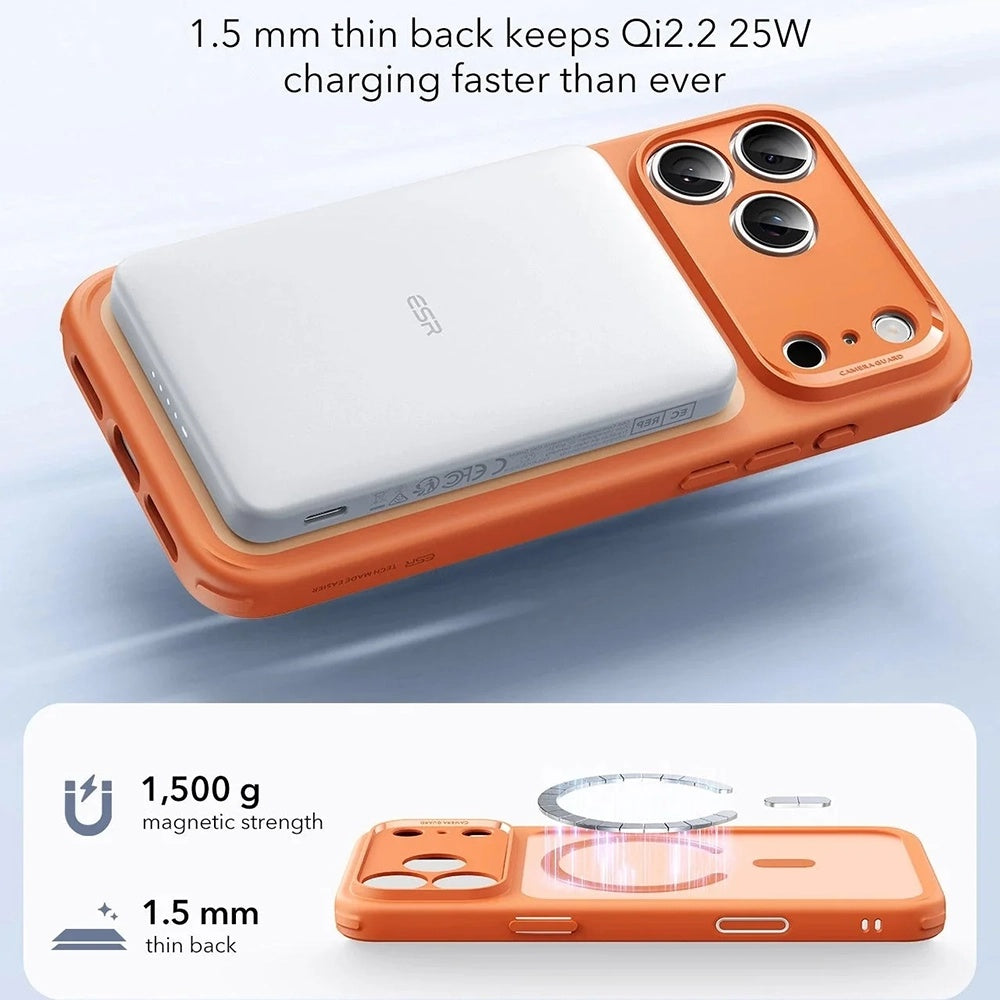 MagSafe Hülle für Apple iPhone 17 Pro, ESR, Classic Hybrid, Satiniertes Orange