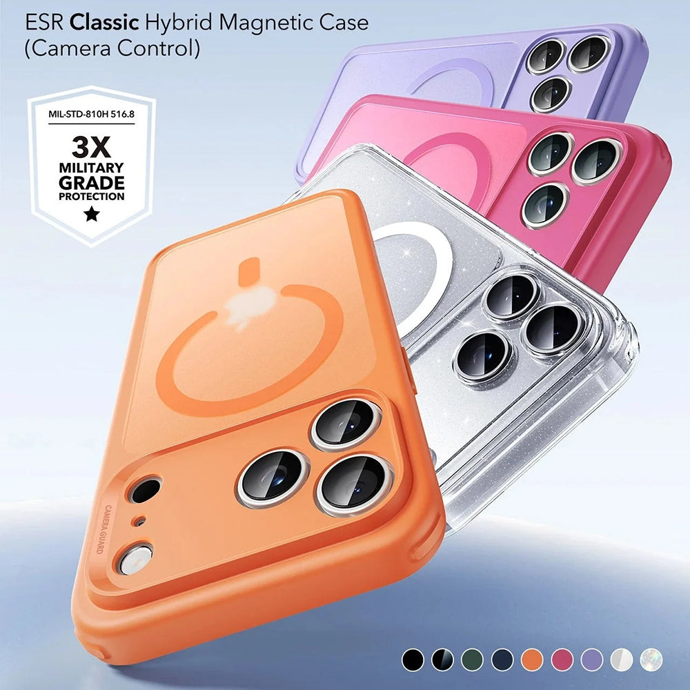MagSafe Hülle für Apple iPhone 17 Pro, ESR, Classic Hybrid Shimmer, Transparent