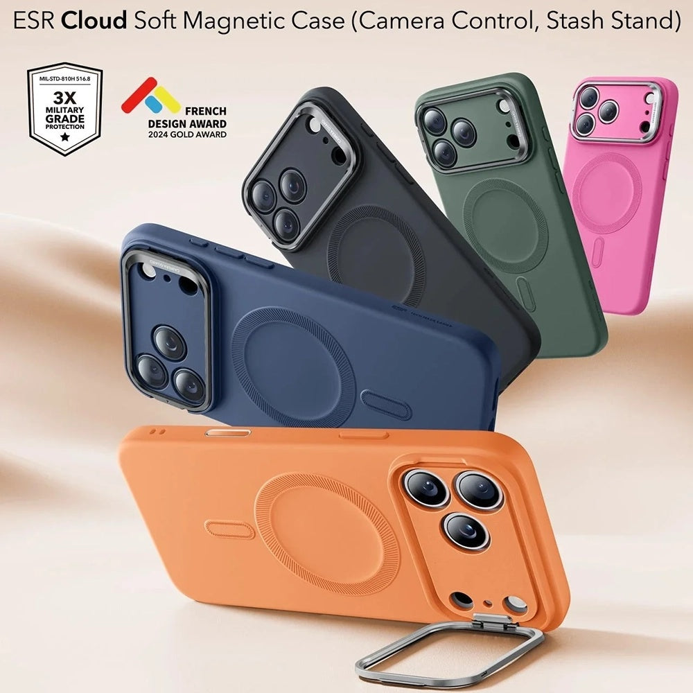 MagSafe Hülle für Apple iPhone 17 Pro, ESR, Cloud Soft Kickstand, Orange