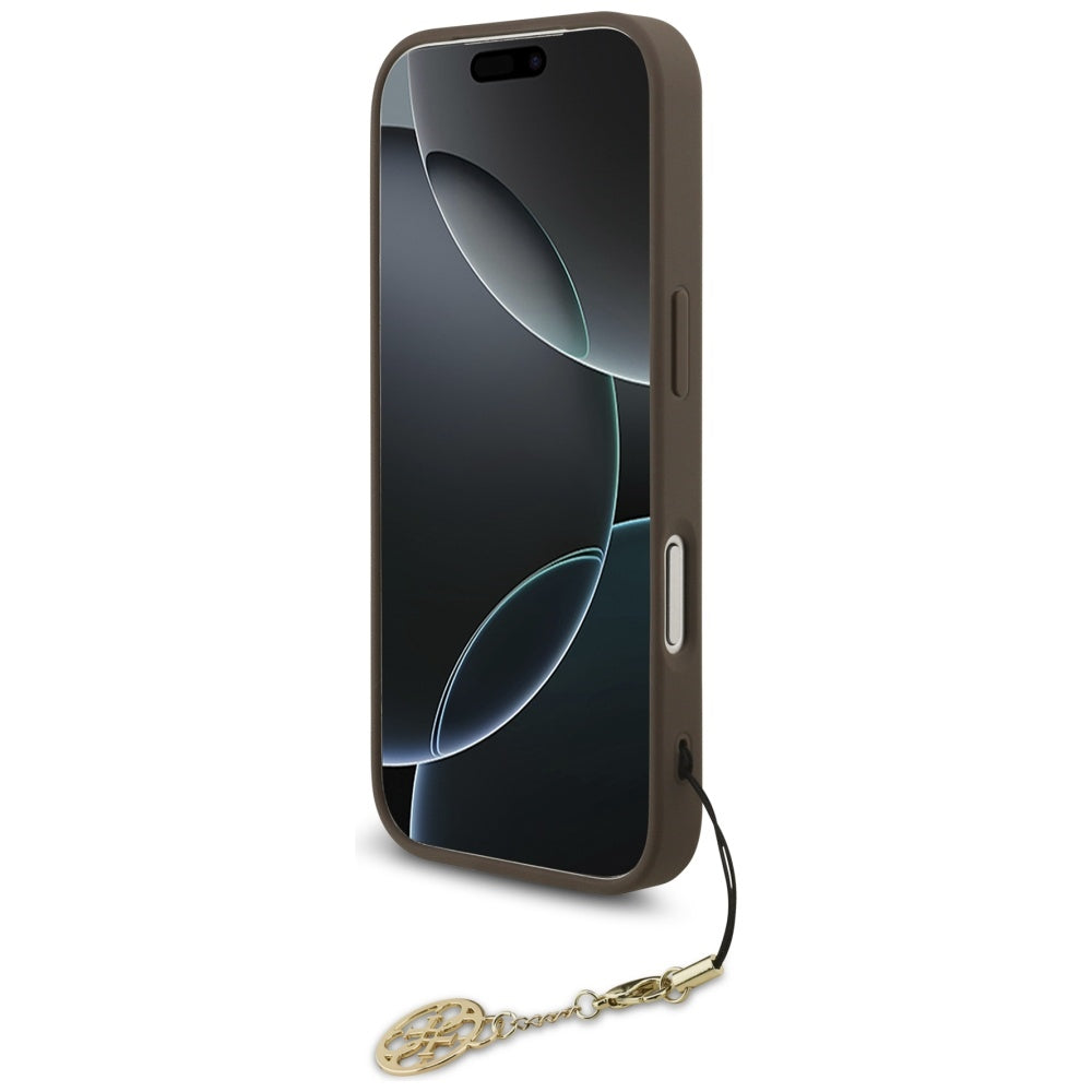 MagSafe Hülle für Apple iPhone 17 Pro, Guess, 4G Charm Cradle, Braun