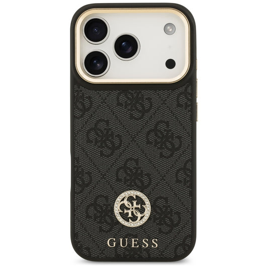 MagSafe Hülle für Apple iPhone 17 Pro, Guess, 4G Strass Logo, Schwarz