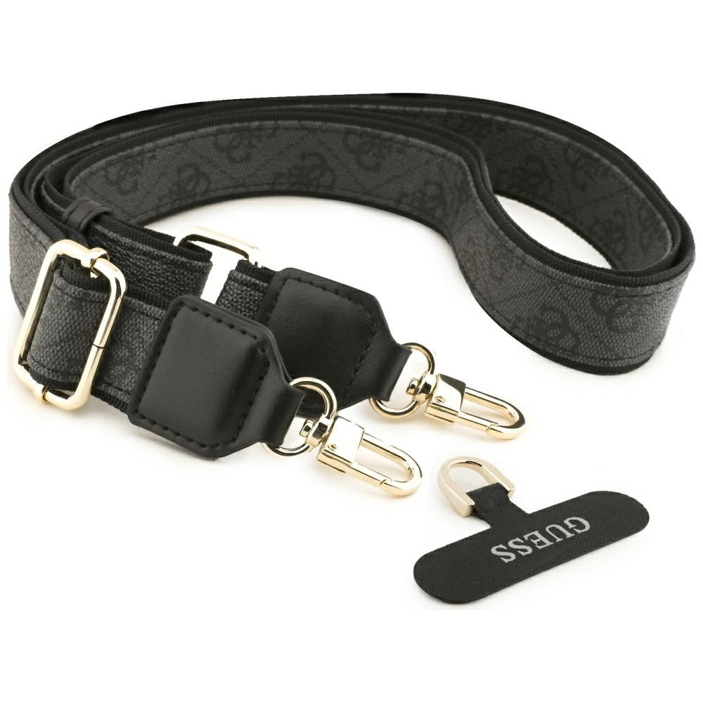 MagSafe Hülle für Apple iPhone 17 Pro, Guess, 4G Strass Logo mit großem Band, Schwarz