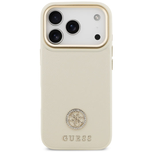 MagSafe Hülle für Apple iPhone 17 Pro, Guess, Grained Strass Logo, Beige