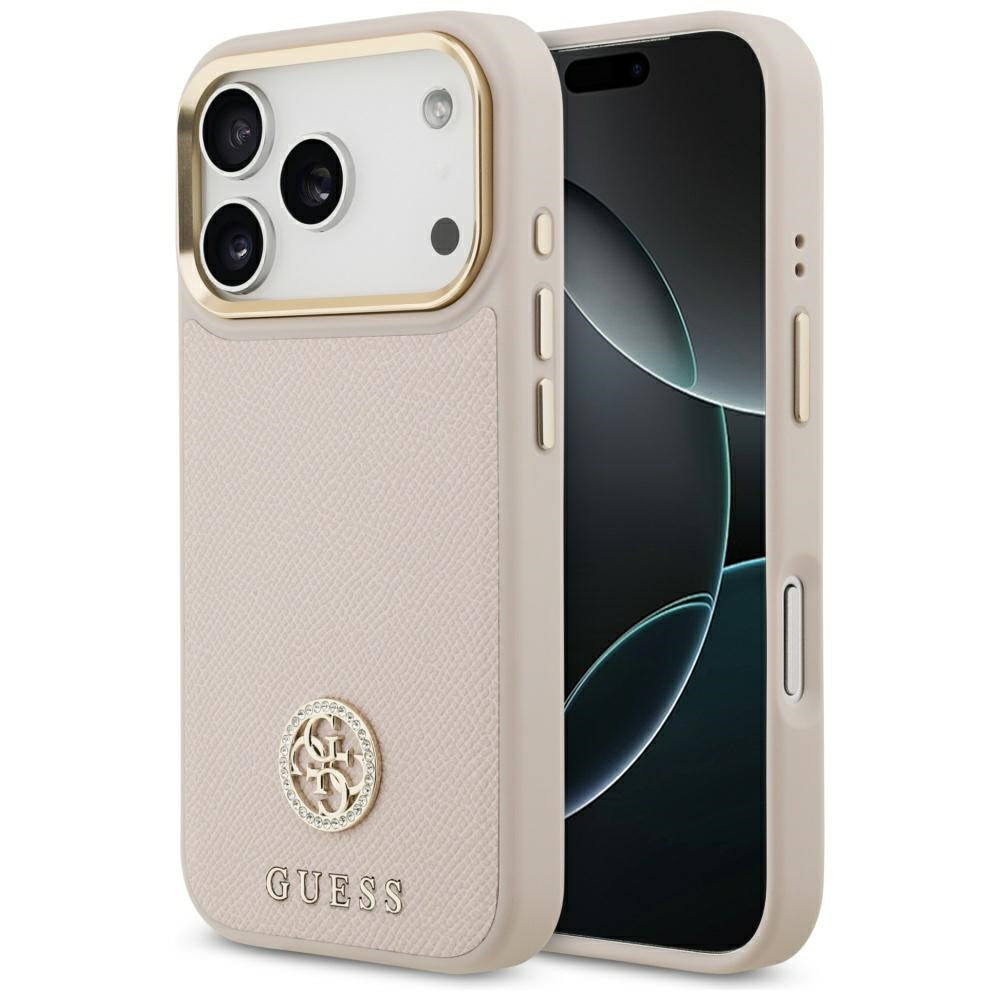 MagSafe Case for Apple iPhone 17 Pro, Guess, Grained Strass Logo, Pink