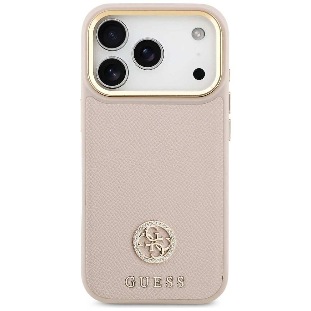 MagSafe Case for Apple iPhone 17 Pro, Guess, Grained Strass Logo, Pink
