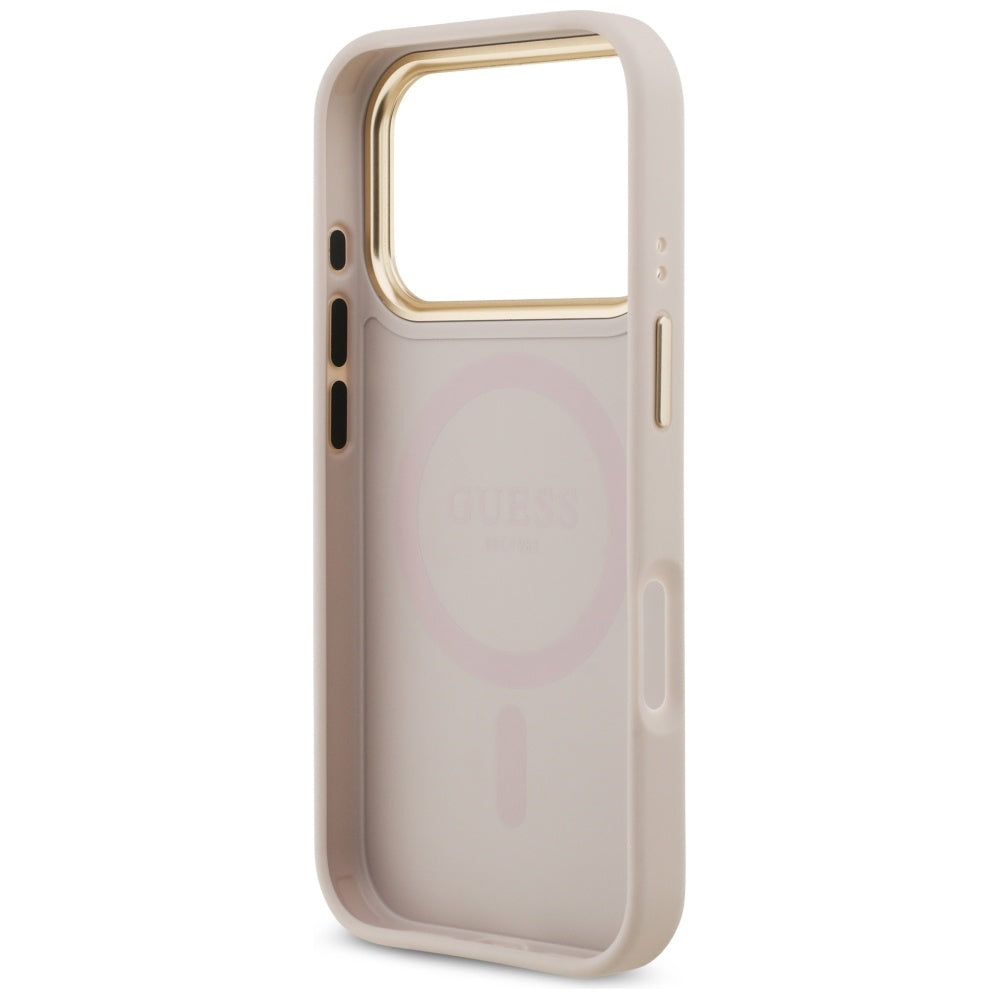 MagSafe Case for Apple iPhone 17 Pro, Guess, Grained Strass Logo, Pink