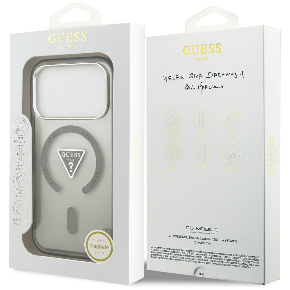 MagSafe Hülle für Apple iPhone 17 Pro, Guess, IML Gradient Triangle Logo, Khaki