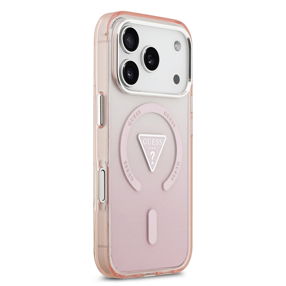 MagSafe Hülle für Apple iPhone 17 Pro, Guess, IML Gradient Triangle Logo, Rosa
