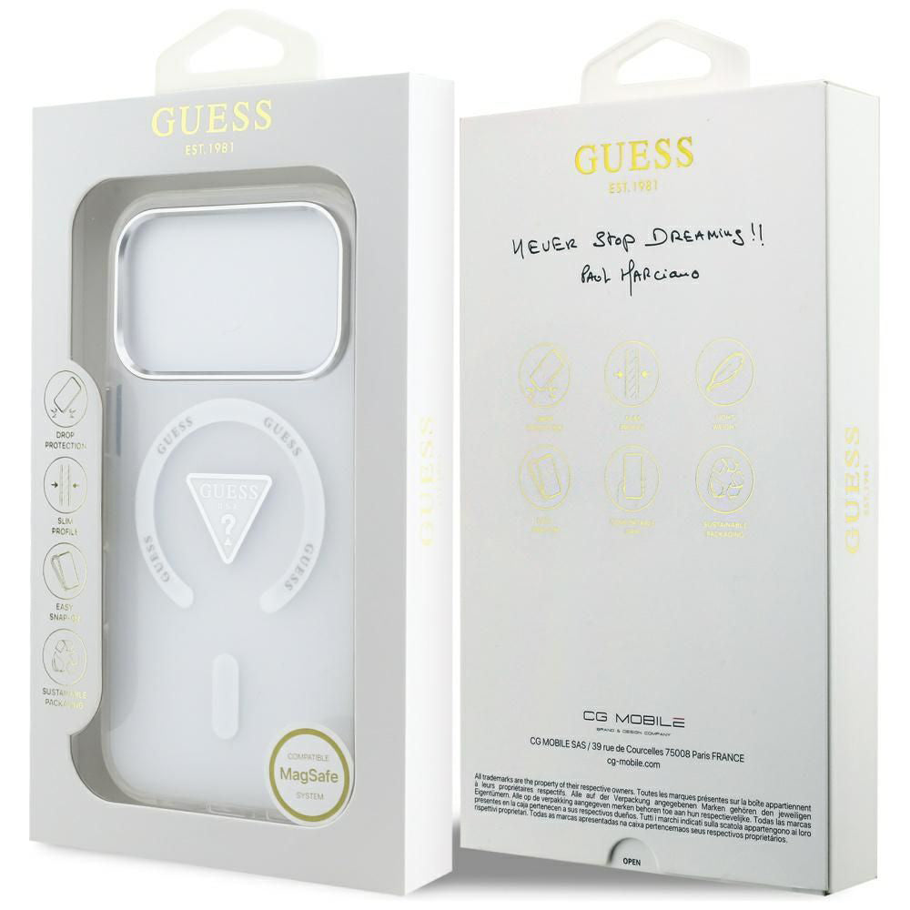 MagSafe Hülle für Apple iPhone 17 Pro, Guess, IML Gradient Triangle Logo, Transparent