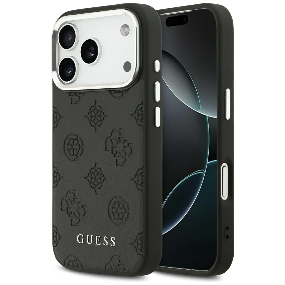 MagSafe Hülle für Apple iPhone 17 Pro, Guess, Peony Hot Stamp Script, Schwarz