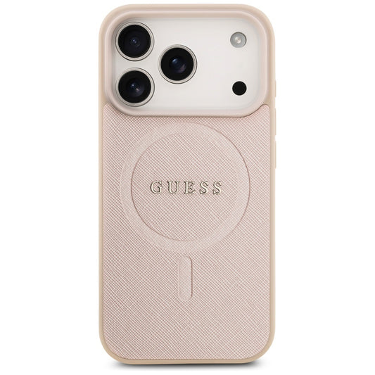 MagSafe Hülle für Apple iPhone 17 Pro, Guess, Saffiano Classic Logo, Rosa