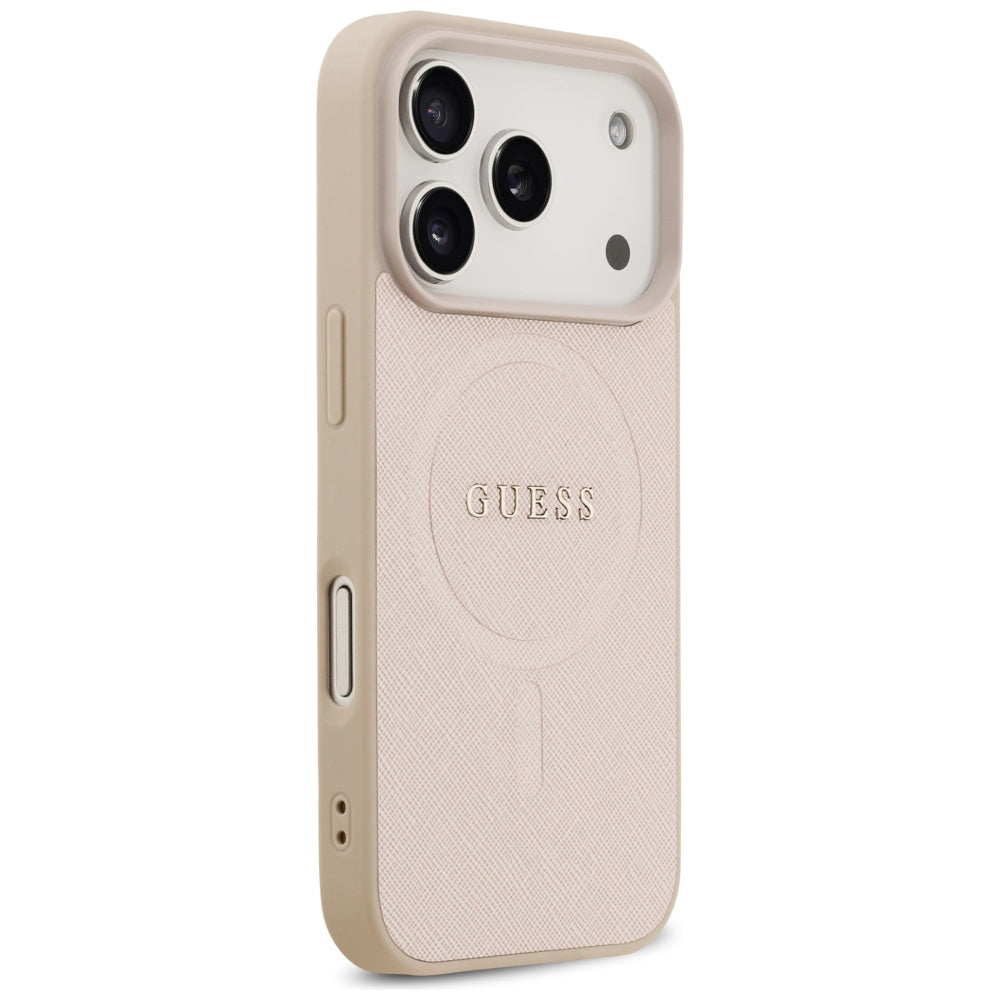MagSafe Case for Apple iPhone 17 Pro, Guess, Saffiano Classic Logo, Pink