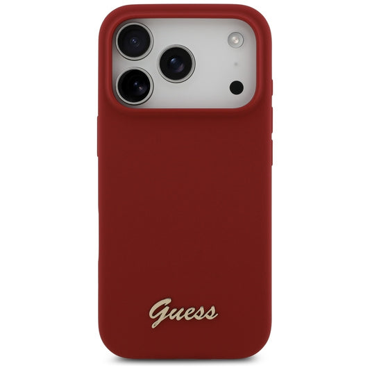MagSafe Hülle für Apple iPhone 17 Pro, Guess, Script Metal Logo, Rosa