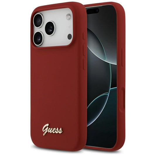 MagSafe Hülle für Apple iPhone 17 Pro, Guess, Script Metal Logo, Rosa