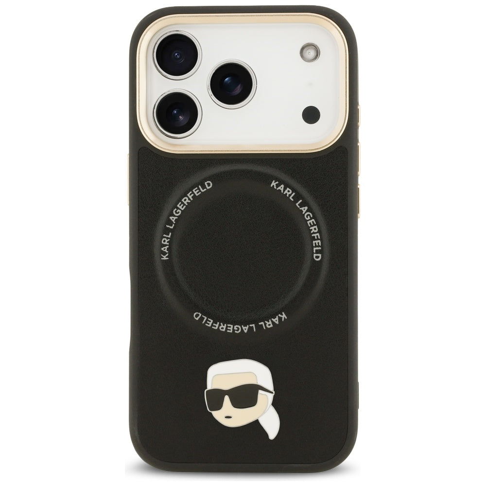 MagSafe Hülle für Apple iPhone 17 Pro, Karl Lagerfeld, Big Strap Karl Metal Logo, Schwarz