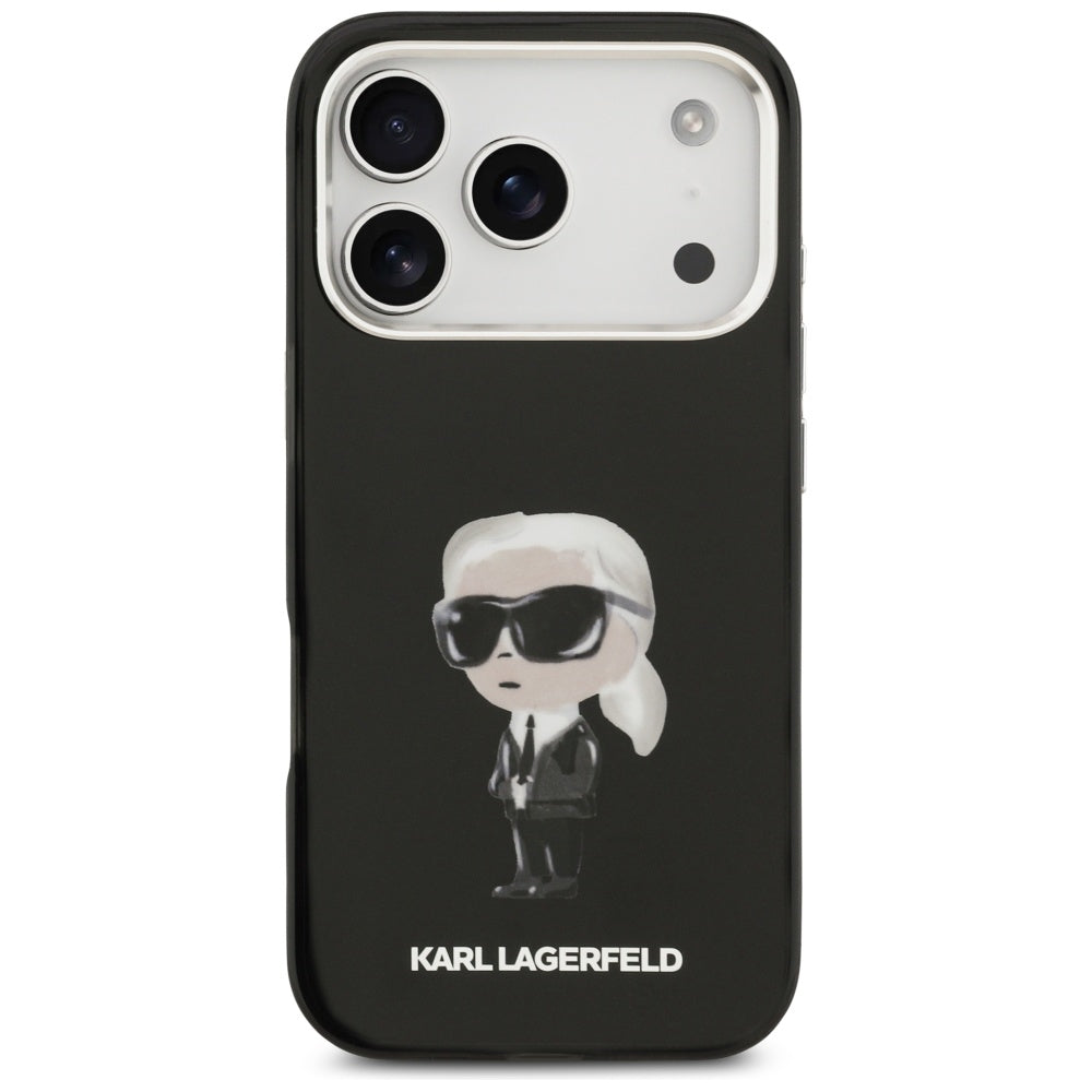 MagSafe Hülle für Apple iPhone 17 Pro, Karl Lagerfeld, IML Aquarelle Karl Ikonik, Schwarz