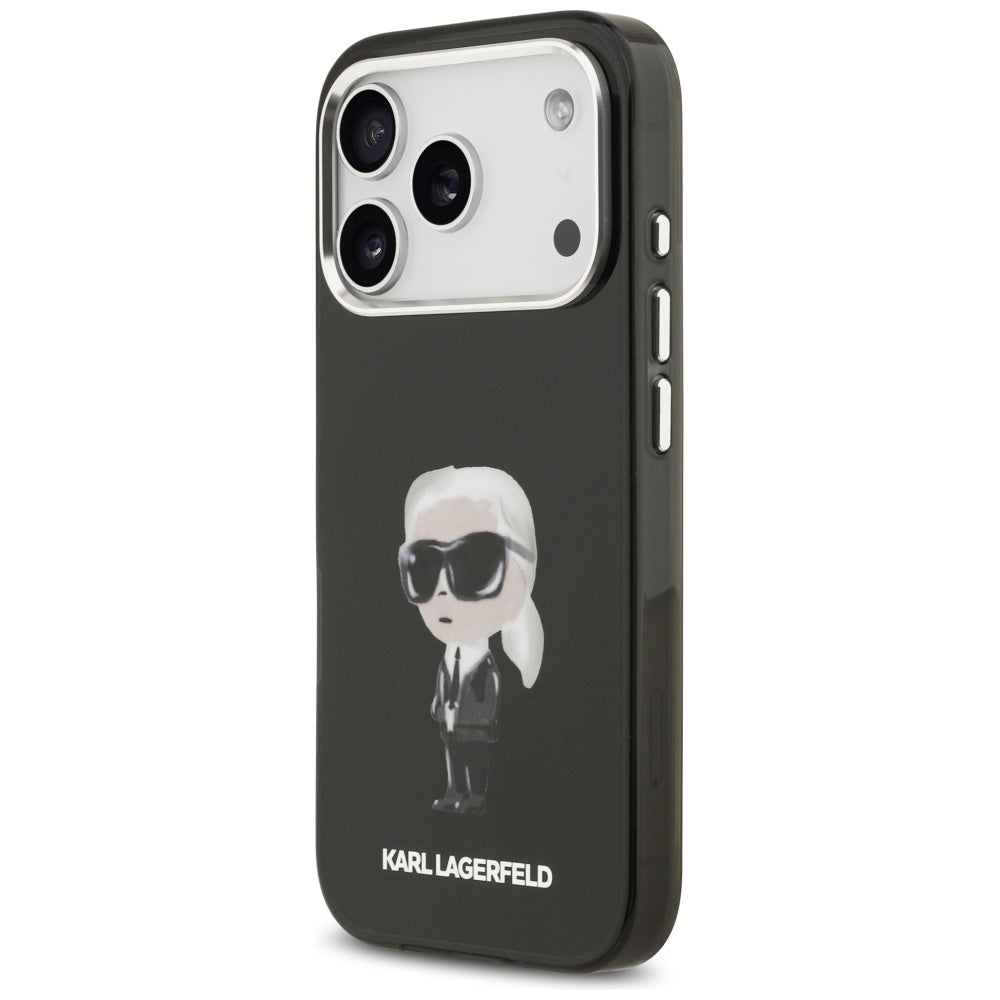 MagSafe Hülle für Apple iPhone 17 Pro, Karl Lagerfeld, IML Aquarelle Karl Ikonik, Schwarz