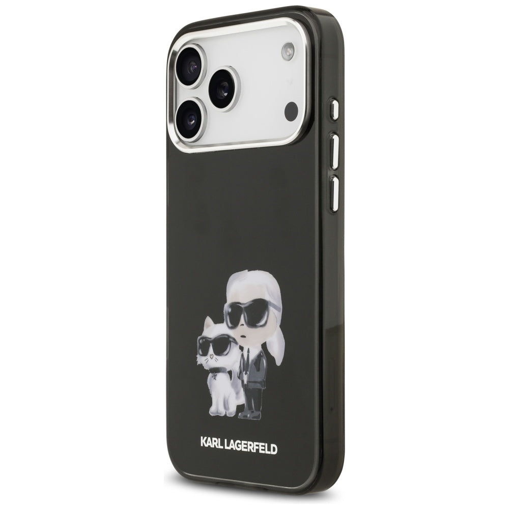 MagSafe Case for Apple iPhone 17 Pro, Karl Lagerfeld, IML Aquarelle Karl & Choupette Logo, Black