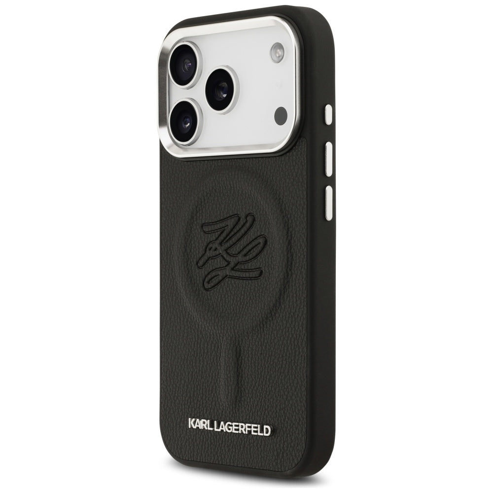 MagSafe Hülle für Apple iPhone 17 Pro, Karl Lagerfeld, Initial & Metal Logo, Schwarz