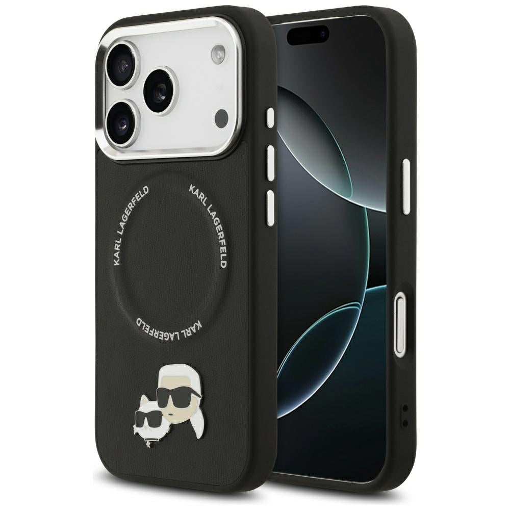 MagSafe Hülle für Apple iPhone 17 Pro, Karl Lagerfeld, Karl & Choupette Pins, Schwarz