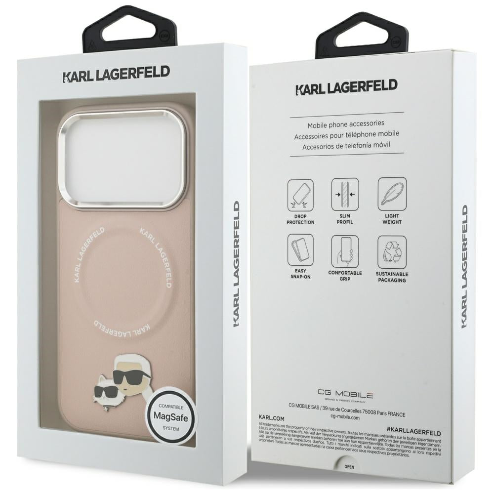 MagSafe Hülle für Apple iPhone 17 Pro, Karl Lagerfeld, Karl & Choupette Pins, Rosa