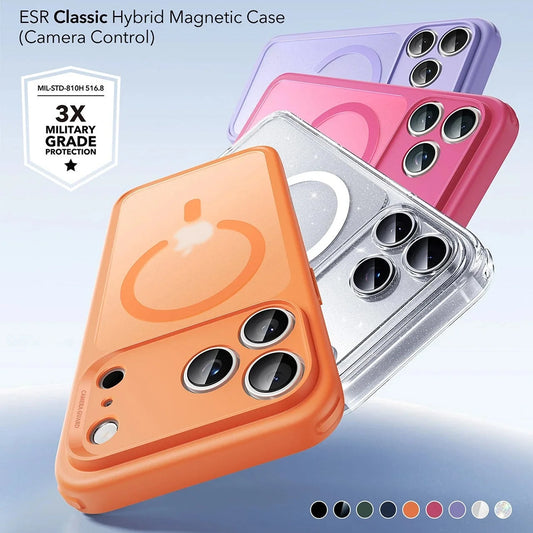 MagSafe Case for Apple iPhone 17 Pro Max, ESR, Classic Hybrid Shimmer, Transparent