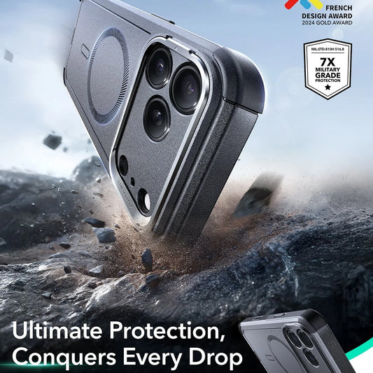 MagSafe Hülle für Apple iPhone 17 Pro Max, ESR, Cyber Armor Kickstand, Grau