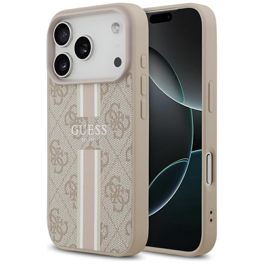 MagSafe Hülle für Apple iPhone 17 Pro Max, Guess, 4G Printed Stripes, Rosa