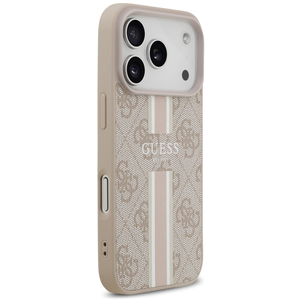 MagSafe Hülle für Apple iPhone 17 Pro Max, Guess, 4G Printed Stripes, Rosa