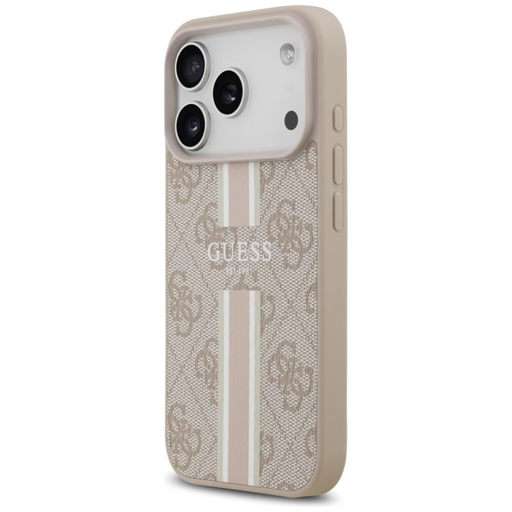 MagSafe Hülle für Apple iPhone 17 Pro Max, Guess, 4G Printed Stripes, Rosa