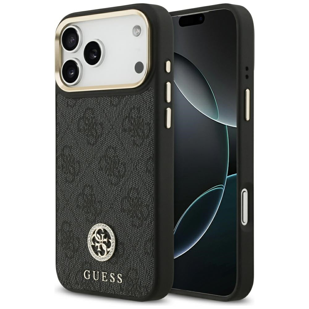 MagSafe Hülle für Apple iPhone 17 Pro Max, Guess, 4G Strass Logo, Schwarz