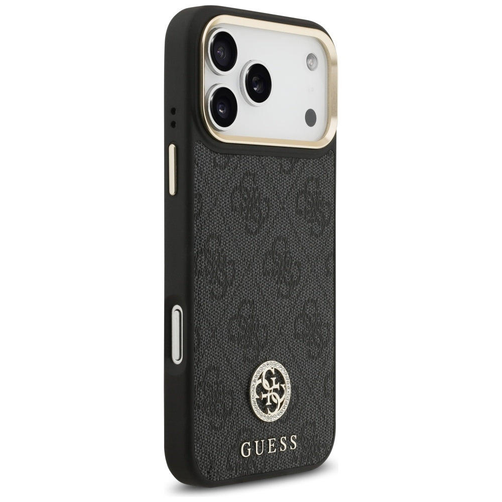 MagSafe Hülle für Apple iPhone 17 Pro Max, Guess, 4G Strass Logo mit großem Band, Schwarz